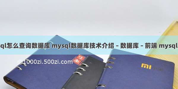 mysql怎么查询数据库 mysql数据库技术介绍 – 数据库 – 前端 mysql 拆分