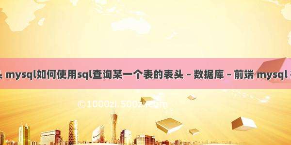 mysql查询表头 mysql如何使用sql查询某一个表的表头 – 数据库 – 前端 mysql 循环遍历表字段