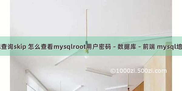 mysql查询skip 怎么查看mysqlroot用户密码 – 数据库 – 前端 mysql培养上海