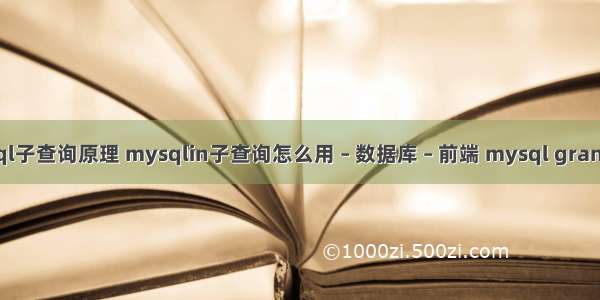 mysql子查询原理 mysqlin子查询怎么用 – 数据库 – 前端 mysql grant功能