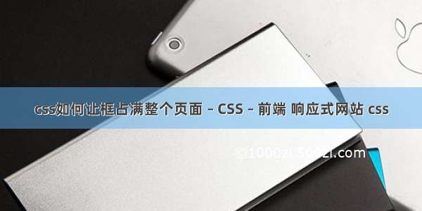 css如何让框占满整个页面 – CSS – 前端 响应式网站 css