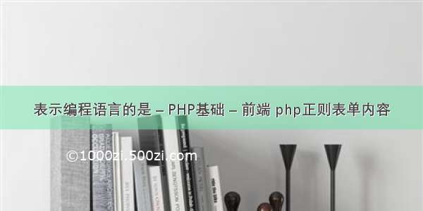 表示编程语言的是 – PHP基础 – 前端 php正则表单内容
