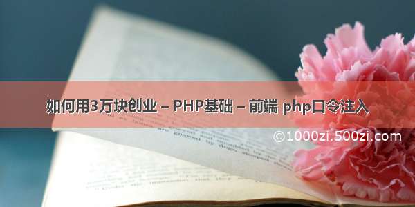如何用3万块创业 – PHP基础 – 前端 php口令注入