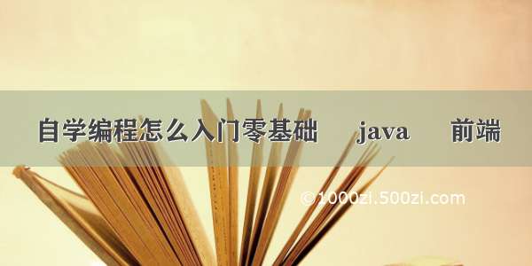 自学编程怎么入门零基础 – java – 前端