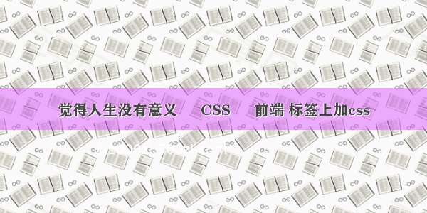 觉得人生没有意义 – CSS – 前端 标签上加css