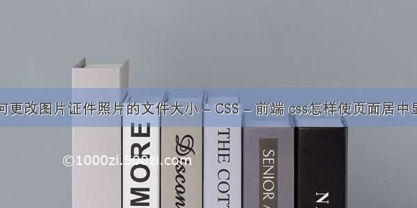 如何更改图片证件照片的文件大小 – CSS – 前端 css怎样使页面居中显示