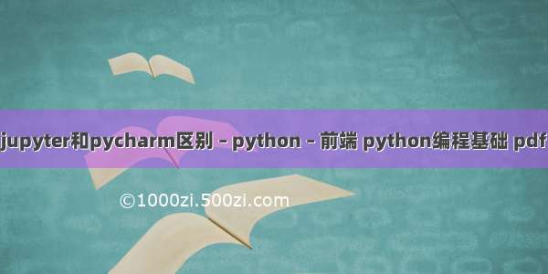 jupyter和pycharm区别 – python – 前端 python编程基础 pdf