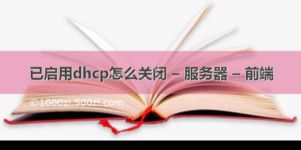 已启用dhcp怎么关闭 – 服务器 – 前端