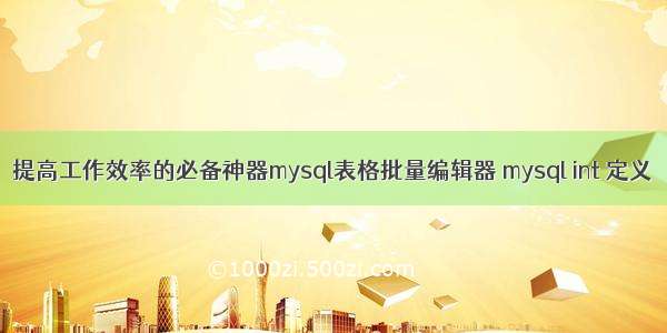 提高工作效率的必备神器mysql表格批量编辑器 mysql int 定义