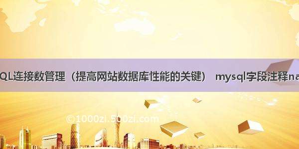 MySQL连接数管理（提高网站数据库性能的关键） mysql字段注释navicat