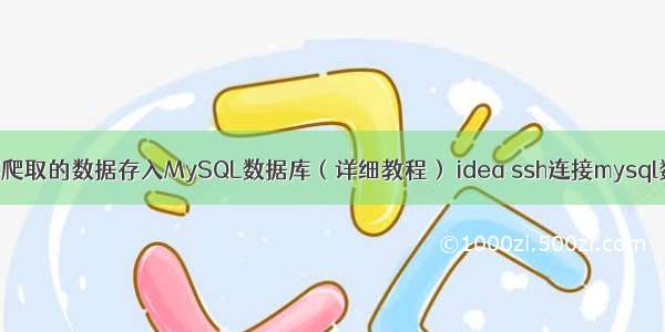 如何将爬取的数据存入MySQL数据库（详细教程） idea ssh连接mysql数据库