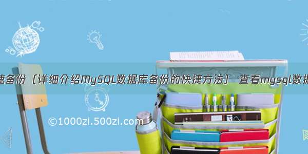 MySQL快速备份（详细介绍MySQL数据库备份的快捷方法） 查看mysql数据库的版本