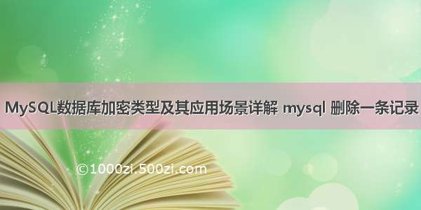 MySQL数据库加密类型及其应用场景详解 mysql 删除一条记录