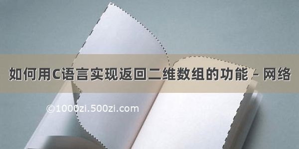 如何用C语言实现返回二维数组的功能 – 网络