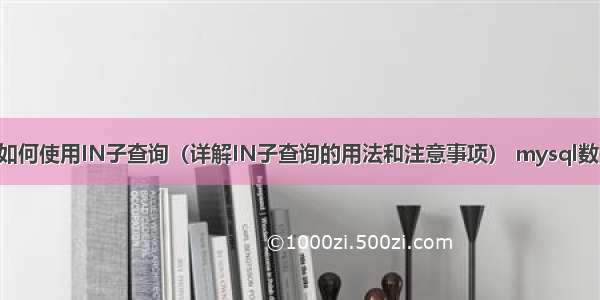 MySQL中如何使用IN子查询（详解IN子查询的用法和注意事项） mysql数据库文件夹