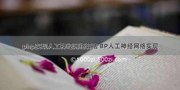 php实现人工神经网络算法 BP人工神经网络实现