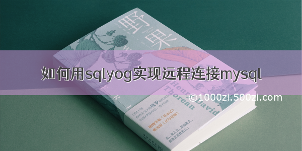 如何用sqlyog实现远程连接mysql