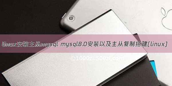 linux安装主从mysql mysql8.0安装以及主从复制搭建(linux)