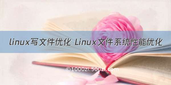 linux写文件优化 Linux文件系统性能优化