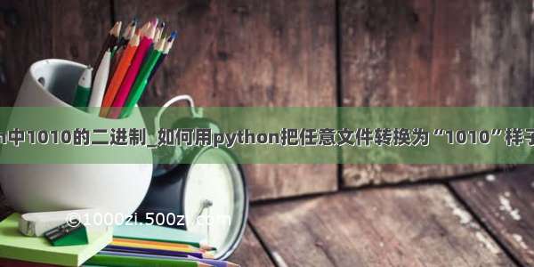 python中1010的二进制_如何用python把任意文件转换为“1010”样子的文本