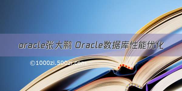 oracle张大鹏 Oracle数据库性能优化