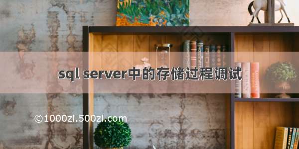 sql server中的存储过程调试