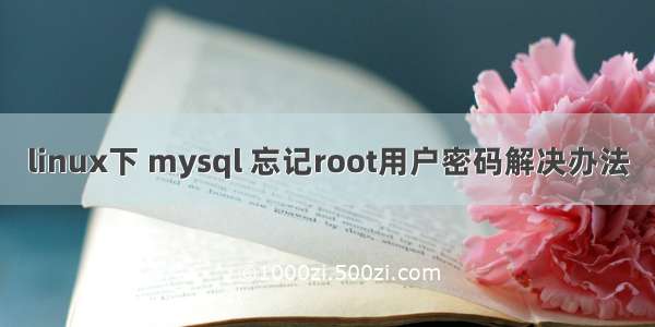 linux下 mysql 忘记root用户密码解决办法