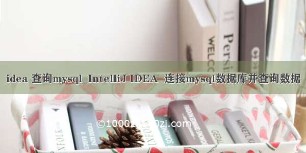 idea 查询mysql_IntelliJ IDEA  连接mysql数据库并查询数据