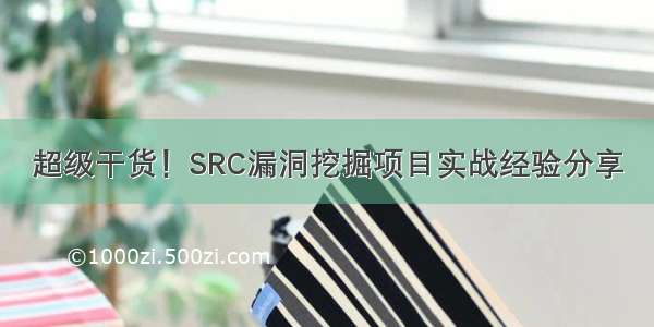 超级干货！SRC漏洞挖掘项目实战经验分享