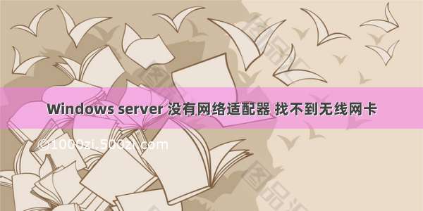 Windows server 没有网络适配器 找不到无线网卡