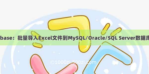 ExcelToDatabase：批量导入Excel文件到MySQL/Oracle/SQL Server数据库的自动化工具