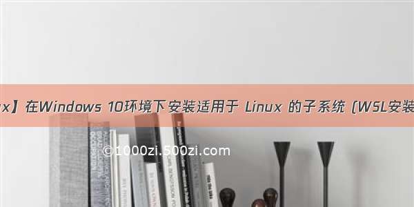 【Linux】在Windows 10环境下安装适用于 Linux 的子系统 (WSL安装指南)