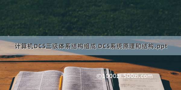 计算机DCS三级体系结构组成 DCS系统原理和结构.ppt