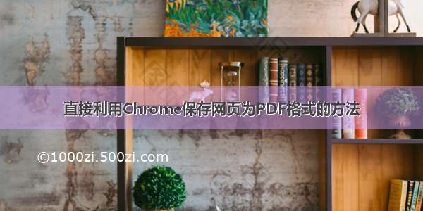 直接利用Chrome保存网页为PDF格式的方法