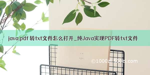 java pdf 转txt文件怎么打开_纯Java实现PDF转txt文件