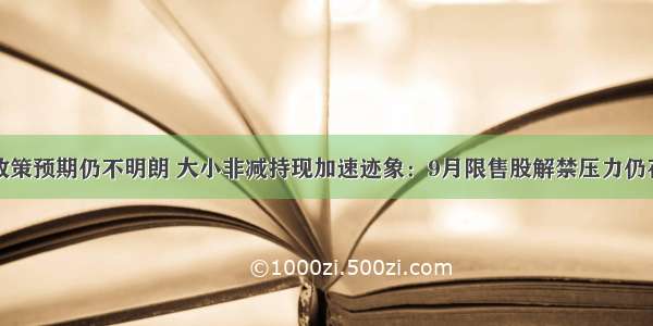 政策预期仍不明朗 大小非减持现加速迹象：9月限售股解禁压力仍存