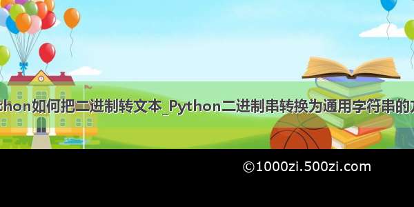 python如何把二进制转文本_Python二进制串转换为通用字符串的方法