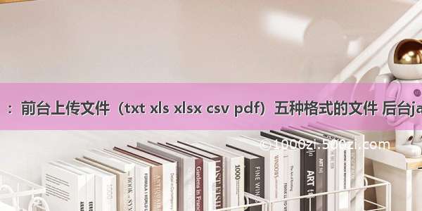 【功能】：前台上传文件（txt xls xlsx csv pdf）五种格式的文件 后台java解析文