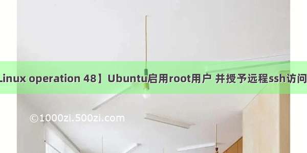 【Linux operation 48】Ubuntu启用root用户 并授予远程ssh访问权限