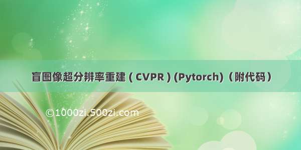 盲图像超分辨率重建 ( CVPR ) (Pytorch)（附代码）