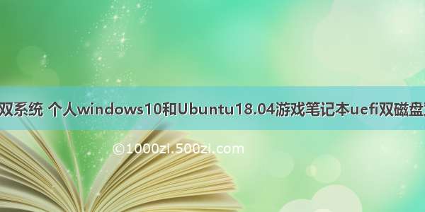 神舟电脑装linux双系统 个人windows10和Ubuntu18.04游戏笔记本uefi双磁盘双系统安装过程...