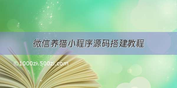 微信养猫小程序源码搭建教程