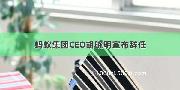 蚂蚁集团CEO胡晓明宣布辞任