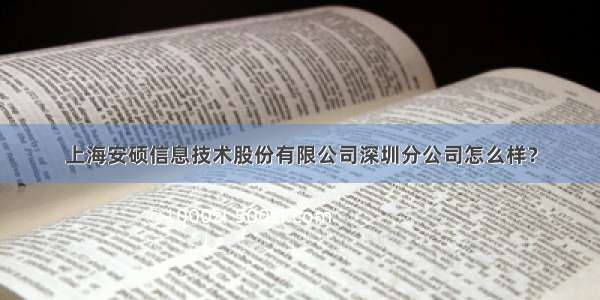 上海安硕信息技术股份有限公司深圳分公司怎么样？