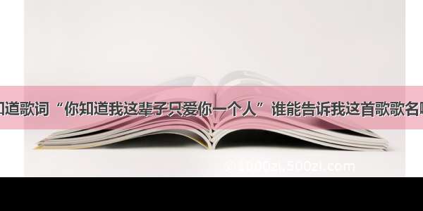 知道歌词“你知道我这辈子只爱你一个人”谁能告诉我这首歌歌名啊