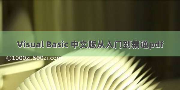 Visual Basic 中文版从入门到精通pdf