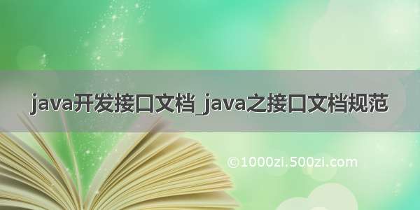 java开发接口文档_java之接口文档规范