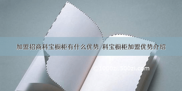 加盟招商科宝橱柜有什么优势  科宝橱柜加盟优势介绍