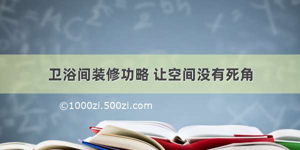 卫浴间装修功略 让空间没有死角