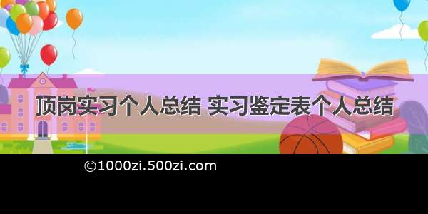 顶岗实习个人总结 实习鉴定表个人总结